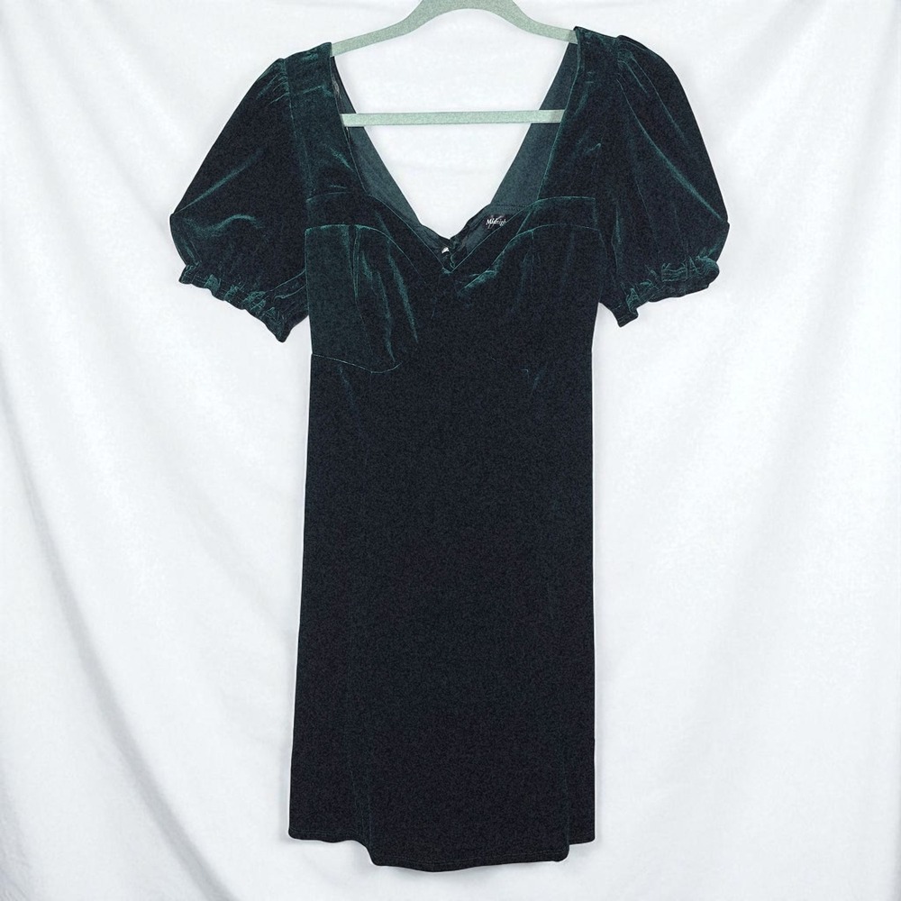 Midnight Doll Velvet Dress Woman Large Green Babydoll Back Lace Ties Whimsygoth